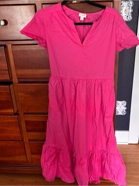 J. Crew Hot Pink Tiered Maxi Dress